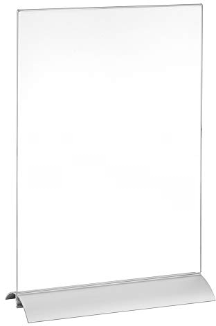 Tischaufsteller DIN A4 Hoch mit Aluminiumfuß doppelseitig/Werbeaufsteller/T-Aufsteller/Tischständer/Gastronomie/Tischständer/Acrylglas - Zeigis®
