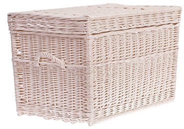 e-wicker24 Wäscheschrank, Truhe für Wäsche, Wäschekorb, Wäschepuff aus Weide, Spielzeugkorb aus Weide (Cremefarben)