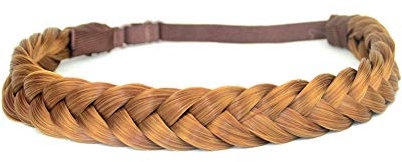 BOBIYA 2 Stränge Kunsthaar Geflochtenes Stirnband Klassisches Chunky Geflochtenes Stirnband Elastisches Stretch-Haarteil für Frauen Mädchen (rotblond)