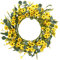 J'FLORU Künstlicher Frühlings- und Sommerkranz, 50,8 cm, Blumenkränze für Haustür, gelber Gänseblümchenkranz mit grünen Eukalyptusblättern, Wildblumen für Innenwand, Fenster oder Außendekoration