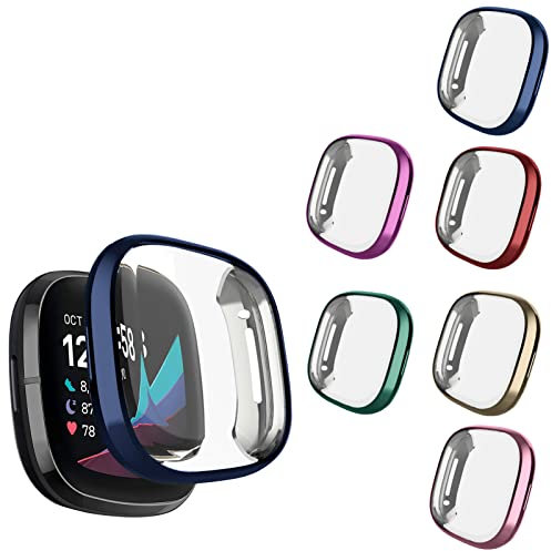 NAHAI Lot de 6 coques de protection ultra fines et résistantes aux rayures pour montre connectée Fitbit Sense/Versa 3