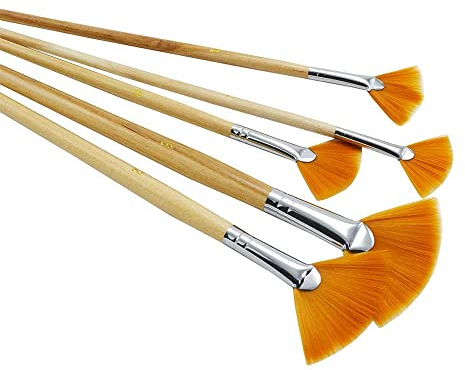 Fan Acrylic Paint Brush Set: 5pcs Artist Paintbrushes for Oil, Watercolour, Acylic Oil Painting Brushes for Beginners, Artists, Professionals