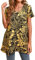 Enmain Womens Tunic Tops Short Sleeve Summer T Shirt Ladies Tunics for Leggings Plus Size Round Neck Casual Elegant Yellow Black T-Shirt Blouse Swing Top L