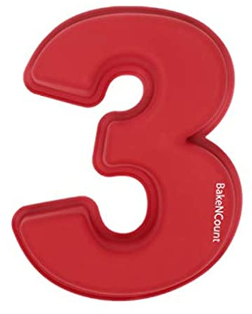 BakeNCount Silikon Zahlen Backform Zahl 3 – Große Kuchenform 25×20×6,1 cm – Motivbackform für Geburtstag & Jubiläum – BPA-frei, backofenfest, spülmaschinenfest – Number Cake