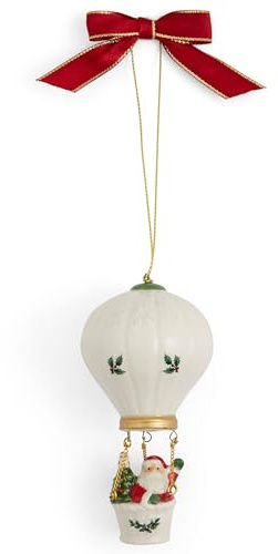 Spode Christmas Tree Hot Air Balloon Ornament, Durable Holiday Ornament for Festive Decor & Winter Wonderland Display - Sleek Seasonal Ornaments for Tree, Mantel, Holiday Home Decoration