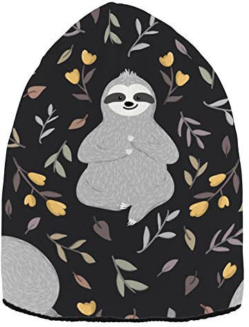 YOUJUNER Männer Frauen Beanie Mütze Lustige Faultier Muster Beanie Cap Thermouhr Kappe Unisex Kopfbedeckung Totenkopf Mütze Bündchen Wintermützen, mehrfarbig, One size