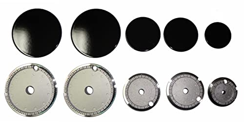 Electrolux Rex Aeg Zanussi - Kit 5 bruciatori spartifiamma + 5 piattelli smaltati neri - 2 grandi - 2 medi - 1 piccolo - KIT44050/ORB - Prodotto originale