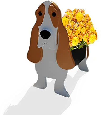 Basset Hound Pflanzgefäß, Geschenke für Frauen, niedlicher PVC-Kräutergarten, Hunde-Pflanzgefäß für Indoor/Outdoor-Pflanzen, Hunde-Blumentöpfe, geeignet als Geburtstagsgeschenk für Tierliebhaber, 24 x