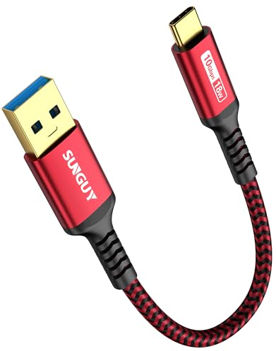 SUNGUY Cable USB C, 15cm USB a USB C, USB 3.1 GEN2 10 Gbps USB C Cable de Datos Compatible con Android Auto, Galaxy S8/S9 Plus/S20, Huawei P20/P30, Xperia XZ/Z5, Pixel 8, etc-Rojo