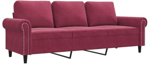 vidaXL Sofa 2 Sitzer, Couch mit Metallgestell Rückenkissen, Relaxsofa für Wohnzimmer, Polstersofa Samtsofa Zweisitzer Loungesofa, Weinrot
