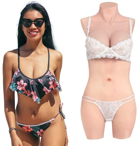 CYOMI Silikon Brüste Brustformen Realistisch Brustplatten Mit Katheter silikon Bodysuit für Crossdresser Transgender Cosplay(Gelb,C Cup)