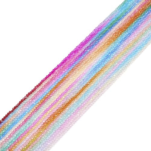 Bestewelry 20 cuentas de cristal facetado de 3 mm, cuentas sueltas redondas de 20 colores para manualidades, pulseras, bisutería