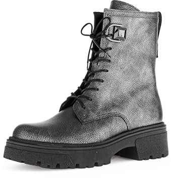 Gabor Damen Combat Boots, Frauen Stiefeletten,Best Fitting,uebergangsstiefel,schnürstiefel,Winterstiefel,warm,Bootee,Grey/schwarz,37 EU / 4 UK
