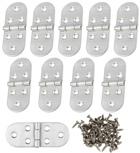Lot de 10 Charniere Porte Coulissante en Acier laminé Froid,Charnières de Portes Bateau Montage Facile et Solides,Charnière Plate Avec Vis 180 Degrés,pour Portes, Table Pliante, Trappe, Fenêtre