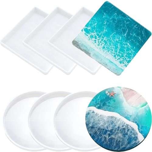 Moldes De Posavasos De Resina, Juego De 8 Moldes De Silicona Para Posavasos, Moldes De Resina Para Posavasos, Moldes De Resina Epoxi Redondos, Moldes De Silicona Para Posavasos Diy