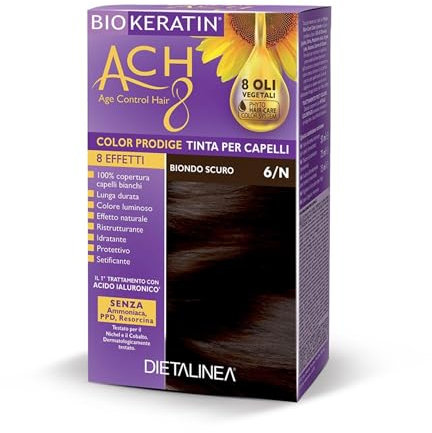 Dietalinea Tinta per Capelli Senza Ammoniaca BIONDO SCURO 6/N | Colore Capelli Biokeratin con 8 Oli Phyto Hair Care system e Hyalu Complex -Nutre il capello in profondità | Illumina il colore
