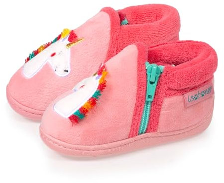 Isotoner Chaussons pantoufles Bottillons bébé fille à zip, faciles à enfiler, bon maintien du pied, semelle antidérapante, 25 EU, rose