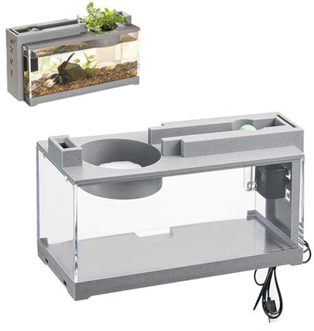 Schreibtisch Aquarium Komplettset, Mini Aquarium Starterset Leises Tischaquarium Mit Wasserpumpe Kleines Aquarium Komplettset LED Mit Pumpe für Betta-Fische Garnelen Goldfische Schildkröten