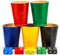Waldfelsen® 5 Echtleder Würfelbecher (9 cm) mit 30 Holzwürfeln (16 mm) aus Buchenholz Lederbecher Würfelset Augenwürfel Spielwürfel (Farben: Blau, Rot, Gelb, Grün & Schwarz)