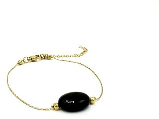 PURAJA Edelstein Armband Damen | Onyx Armband | 18k echt vergoldet | Handgefertigt | Glücksarmband Damen | Mutmacher