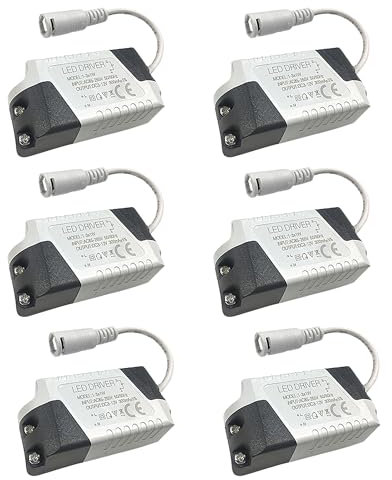 FSLiving PJ0711 Lot de 6 transformateurs LED 3 W vers 3-12 V CC pour bandes lumineuses LED Spotlight