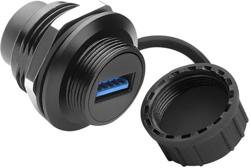 QIANRENON USB C a USB3.0 rosca fijación carga datos conector USB tipo C hembra a USB 3.0 hembra Bulkhead montaje adaptador impermeable USB C a A convertidor de enchufes empotrables 5 Gbps 5 V/1,5 A