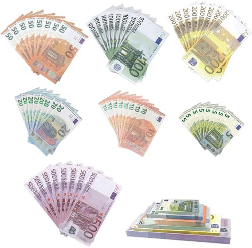 210 Blätter Spielgeld Kaufmannsladen Spielen Deko 7 Werte Set Movie Money 5/10/20/50/100/200/500 für Lern und Spielzwecke (7 Werte Set)