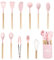 Juego de utensilios de cocina de silicona, juego de 12 utensilios de cocina, resistentes al calor, juego con soporte para utensilios, juego de utensilios de cocina, antiadherente, apto para