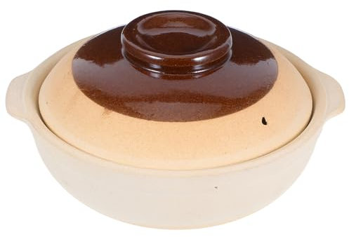 SHOWERORO Vintage Terracotta Rice Pot Dinner Party Stockpot Kit Traditional Clay Cooking Pot Lid Microwave Oven Safe for Restaurant Home Kitchens