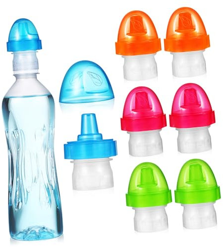 BESTYASH 8 Stück Silikon Wasserflaschenverschlüsse Kinderflaschenadapter Auslaufsicher Tragbar Bunt Für Kleinkinder Und Babys
