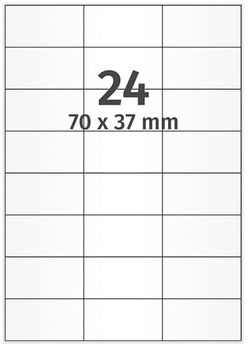 Labelident Etiketten 70 x 37 mm - 2.400 selbstklebende Labels auf 100 DIN A4 Bögen I Universal-Etiketten für zuverlässige Kennzeichnungen I Papieretiketten für Laserdrucker & Inkjet
