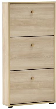 Schildmeyer Schuhschrank Schuhkipper Flora 160786, weiß Eiche Dekor/goldfarben, 59,8 x 19,5 x 122 cm