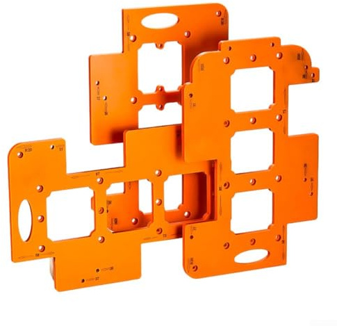 Gabarit de perforation pour le travail du bois, gabarit de coupe de prise d'armoire, modèle de défonceuse 3 en 1 pour armoires et installations murales, orange (C)