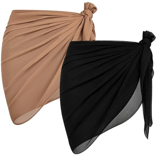 Kiiwah 2 Stück Damen Strand Wrap Sarong, Vertuschung Badeanzug Kurz, Bikini Cover up Sexy Strand Wickelrock Sarong Pareo