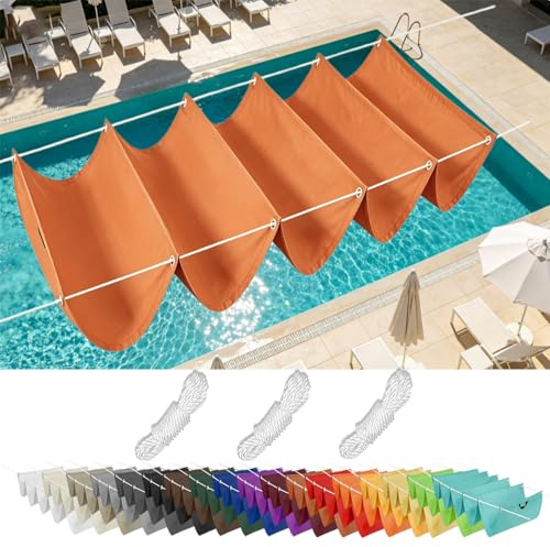 Tenda a Vela Parasole 4 x 5 m Impermeabile, Crema Solare, Antistrappo, Protezione Uv, Intemperie, Vela Parasole Ondulata Retrattile per Pergola Gazebo con Occhielli, Arancione
