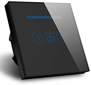 Panneau tactile - Contrôle de la vitesse - Type UE - Interrupteur de ventilateur avec feu arrière LED bleu - Panneau en verre tactile