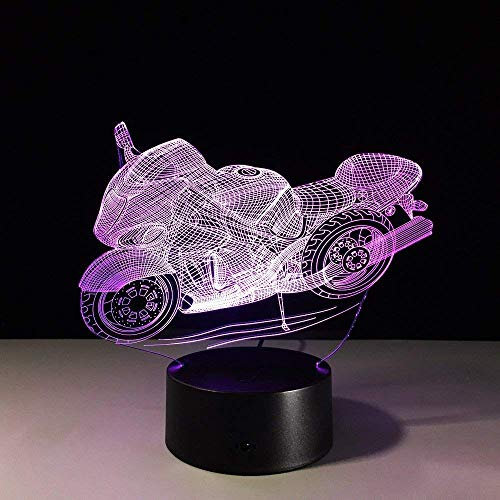 HPBN8 Ltd Motorrad 3D Lampe USB Power 7 Farben Amazing Optical Illusion 3D wachsen LED Lampe Formen Kinder Schlafzimmer Nacht Licht
