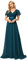 Ever-Pretty Damen Abendkleid Frau A-Linie Chiffon Brautjungfernkleid V Ausschnitt Hochzeit Blaugrün 48