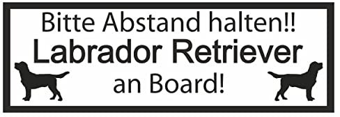 Samunshi® Aufkleber Labrador Retriever an Board - Schild Sticker Hinweisschild Warnschild Vorsicht Hund 40 x 14cm Labrador Retriever an Board schwarz