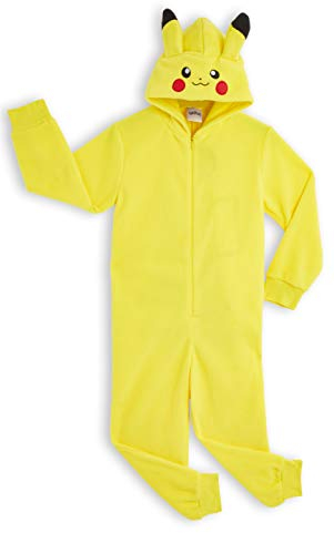 Pokemon Pikachu Onesie Kinder Jumpsuit Fleece Schlafoverall Jungen (11-12 Jahre, Gelb)