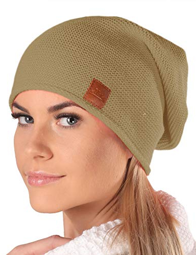 Mikos* Beanie für Damen | Frühling Mütze für Damen in Braun | Herbstmütze Damen | Long Slouch Beanie | Mütze mit hohem Tragecomfort |699 (Camel)