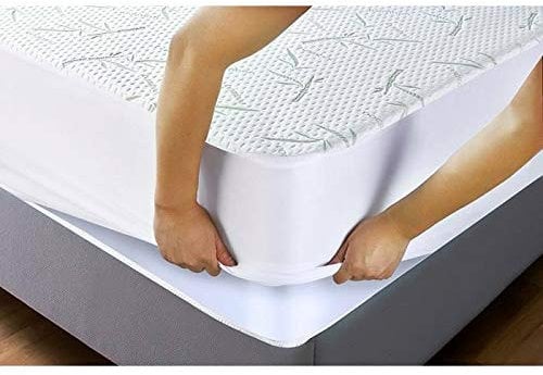 Umberto Ravelli Protège Matelas imperméable Bambou, Bonnet 35 cm, (180_x_200_cm)