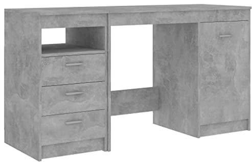 vidaXL Bureau, Table d'Écriture, Bureau d'Ordinateur, Bureau d'Écriture, Meuble de Salon Salle de Séjour Intérieur, Gris Béton Bois d'Ingénierie