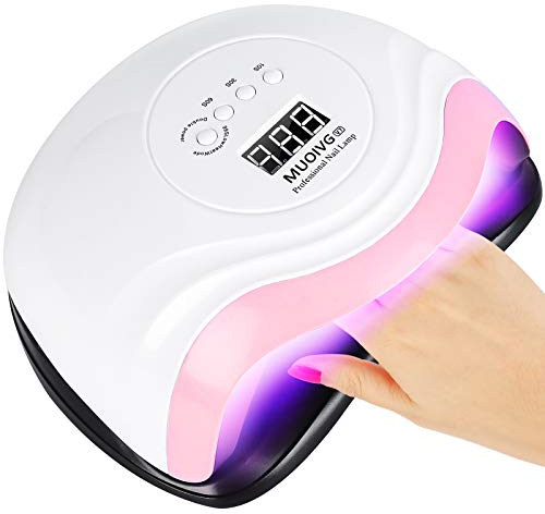 MUOIVG Lampe UV LED Ongles Gel Vernis,168W Portable Séchoir Professionnel Automatique,10s/30s/60s/99s,LCD Ecran, Capteur, Base Amovible, Machine Ongle Gel