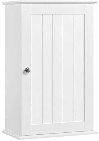 Yaheetech Armoire Murale de Toilette, Meuble de Rangement Suspendu Salle de Bain, 35 x 20,7 x 55 cm, Armoire à Pharmacie, 2 Étagère Réglables, avec Porte, en Bois Blanc WC Cuisine Blanc