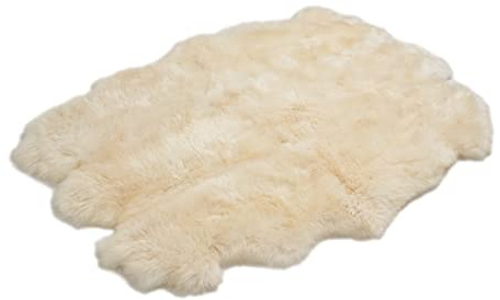 Cakla Lammfell Echt 200-190 cm x 110-160 cm - Schaffell Echt aus Zwei Lederseiten Genäht - Fellteppich Weiß - Deko Fell für Stühle und Sofa - Natürliche Lammfell Teppich Wohnzimmer