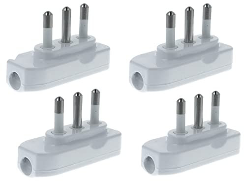 Lot de 4 prises d'économie d'espace, fiche électrique 90 degrés, fiche latérale avec sortie câble 90 ° (fiche large 16 A 90 degrés, blanc)