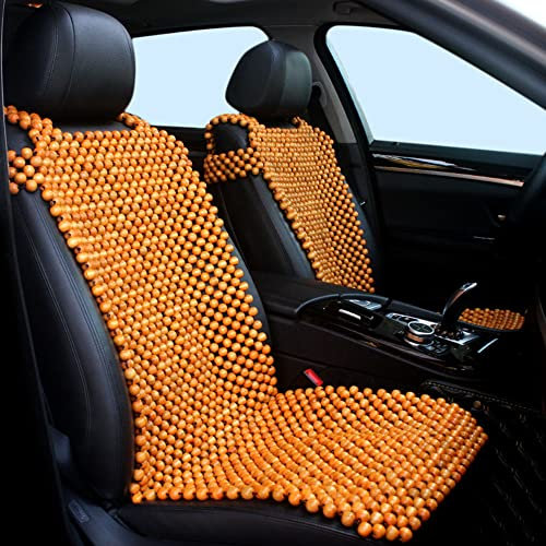 HomDSim Autositzbezug mit Holzperlen, natürliche Holzperlen, kühl, erfrischend, Rückenmassage, Komfortkissen, Premium-Qualität, universell für Auto, LKW im Sommer