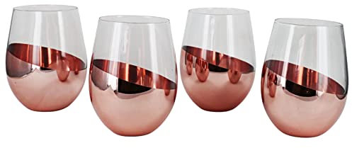 G Decor Set of 4 Sephora Two-Tone Rose Gold Tumbler Glasses Elegant Metallic Finish 575ml