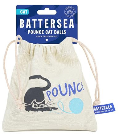 Rosewood Battersea Pounce Balls Cat Toy - Catnip Infused Ball Toys for Cats & Kittens, Interactive Play, 12cm x 10cm, Blue, Engaging and Fun